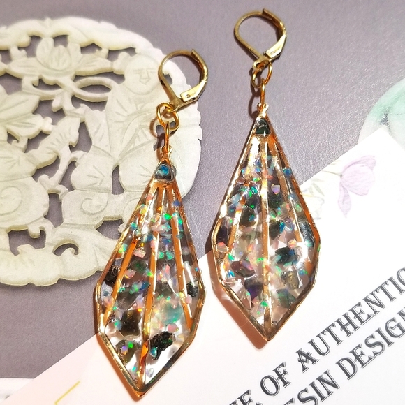 GENUINE OPALS MzMax Resin Designs Long Earrings - Picture 5 of 8